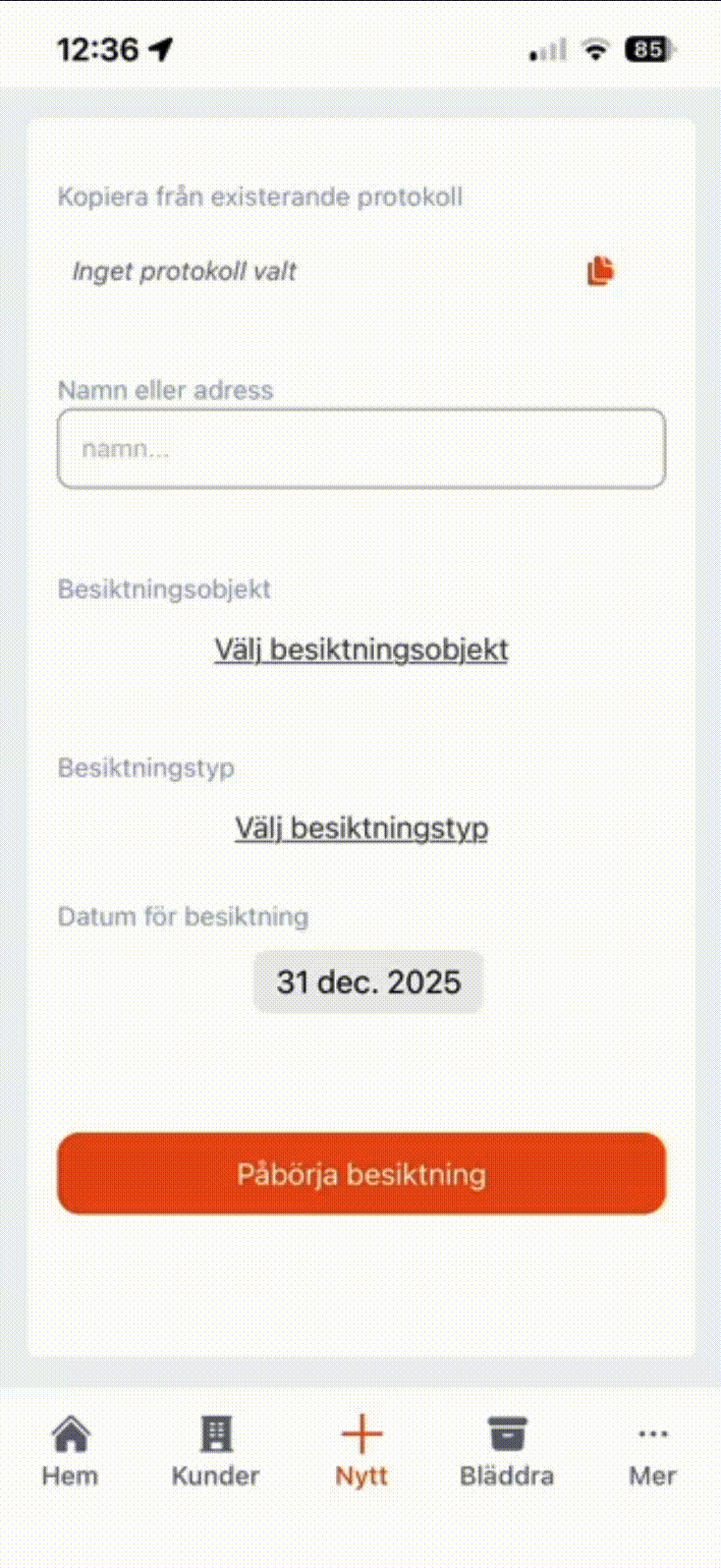 Demo of creating an inspection in the SafePlay mobile app